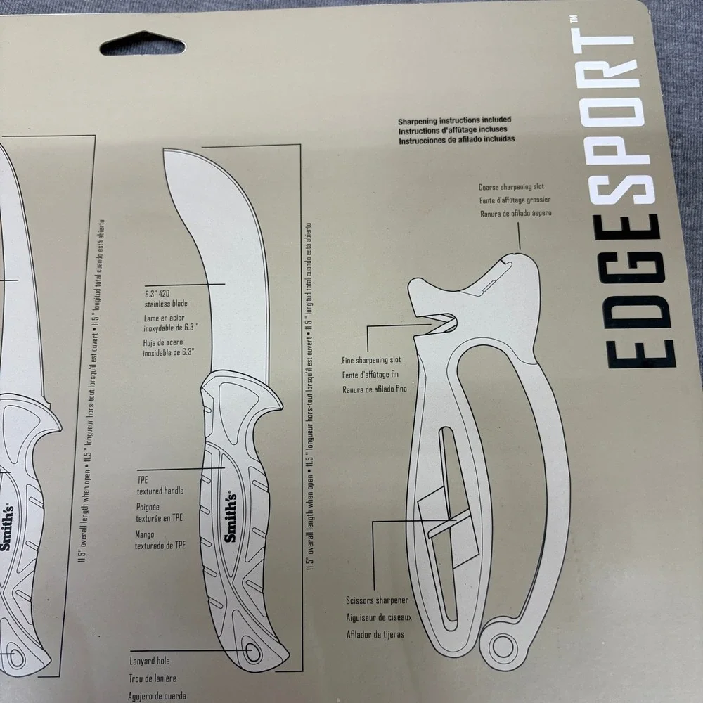 Smith's EdgeSport Field Dressing Combo 3 Knives and Sharpener Set 51063 NEW